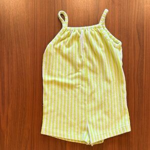 Zara Lime Green & White Striped Terry Romper